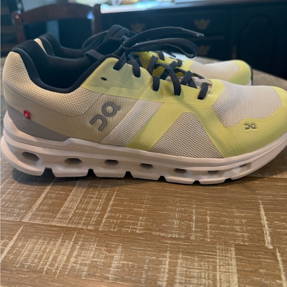 On Running Cloud Runners White and Lime Sneakers - Picture 1 of 3